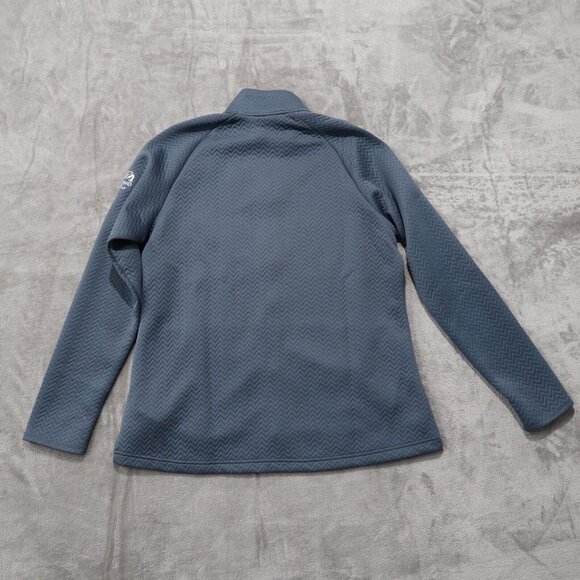 Adidas Jacket Women L Blue Textured Layer Jacket Full Zip Embroidery Golf Gym - Picture 7 of 16